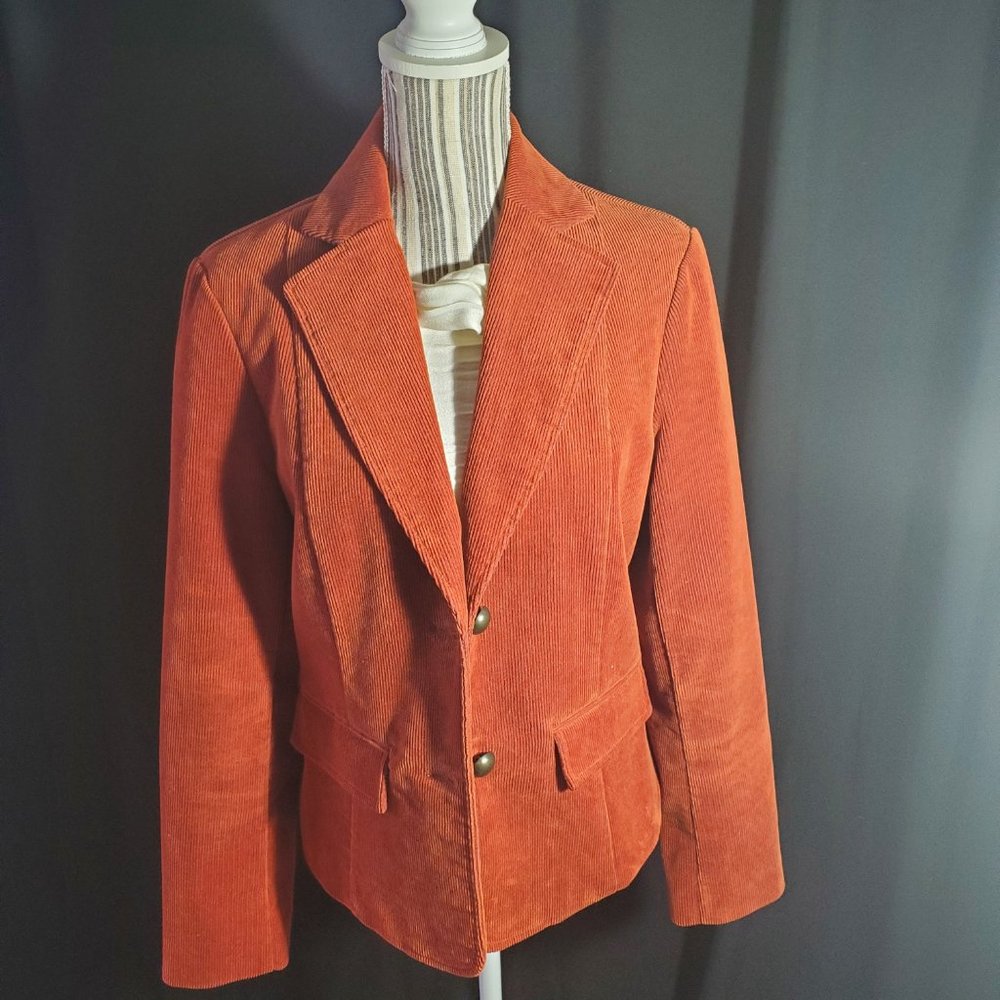 Ruff Hewn Corduroy Blazer, Large, Rust (Wine lining)